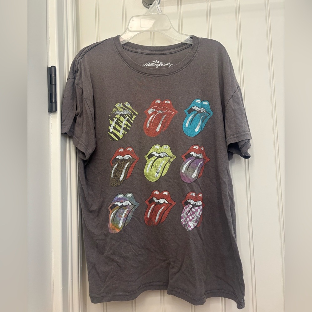 The Rolling Stones Gray and Red Short Sleeve Tee
